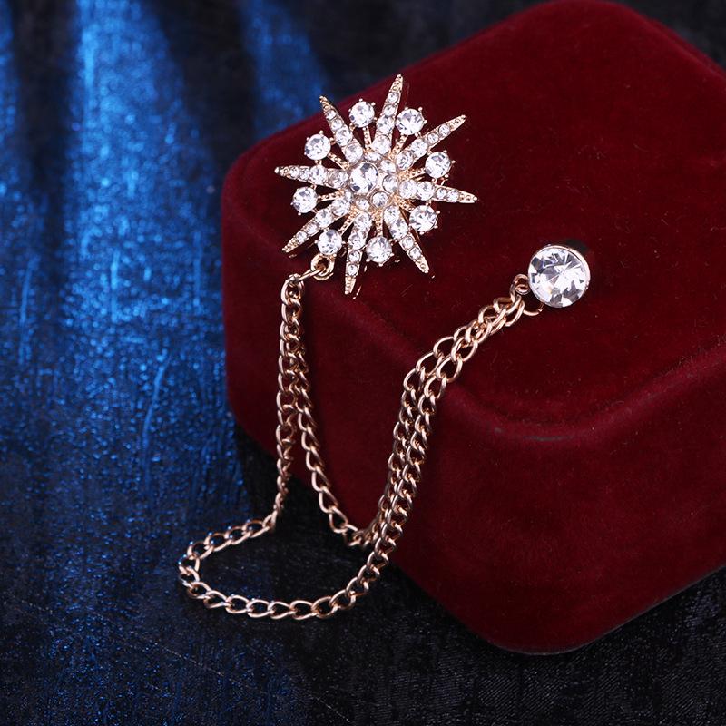 

Корейский японский мужской значок-брошь Звездопад с цепочкой и кисточкой для лацкана костюма