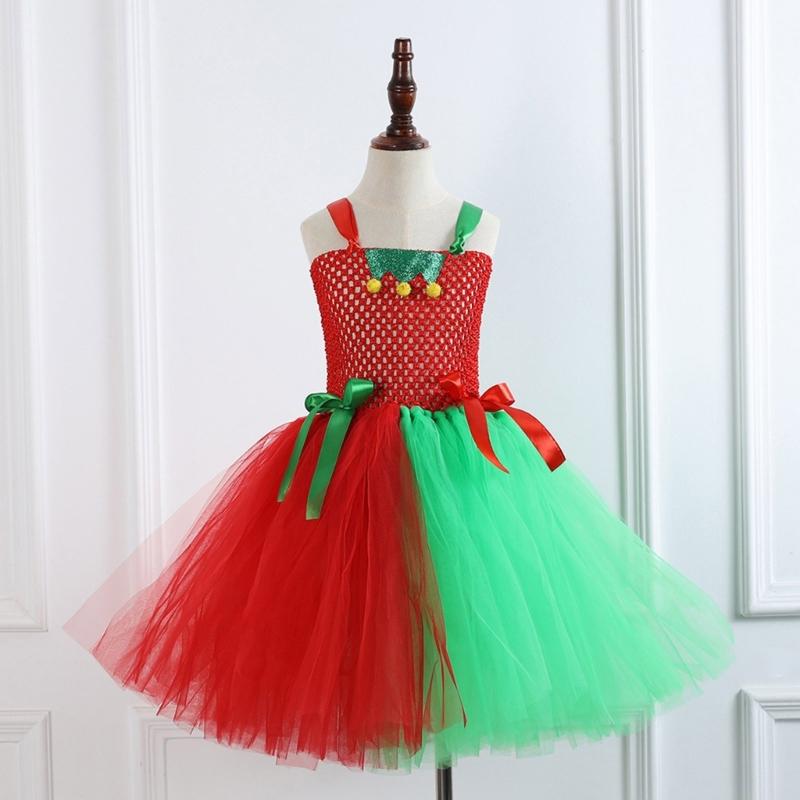 Kinder Weihnachten Elf Kostüm Zubehör für Mädchen 2-12 Weihnachten Geburtstag Fotografie Enthält Kleid und Weihnachtsmütze