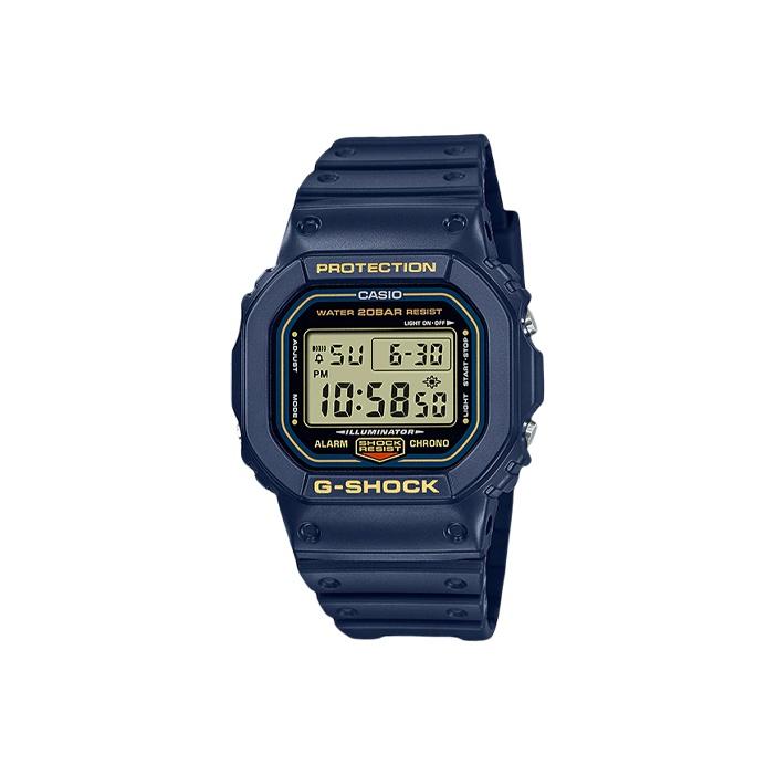 Casio G-Squad Series G-Shock Origin Series Small Square Electronic Backlight Countdown Timer Calendar Quartz Movement Men watches Gray DW-5600RB-2 Blue Strap