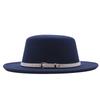 Hat Women's Woolen Top Hat Autumn and Winter Solid Color Retro Gentleman British Style Flat Top Belt Accessories Felt Hat