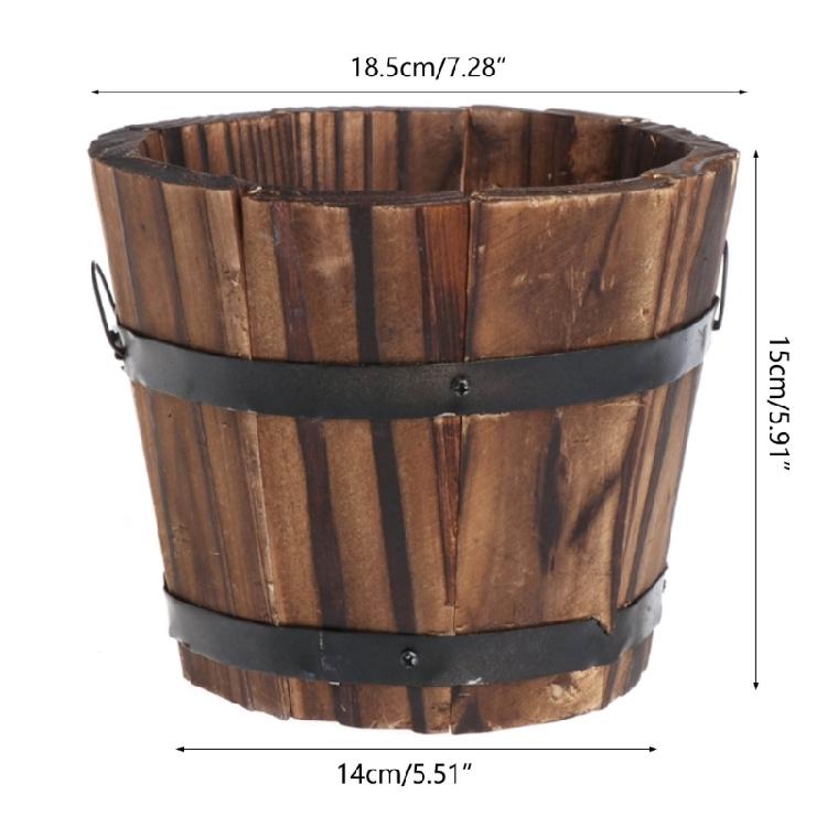 Carbonized Wood Plant Pots Flower Bucket for Garden Farmhouses Home Decorations