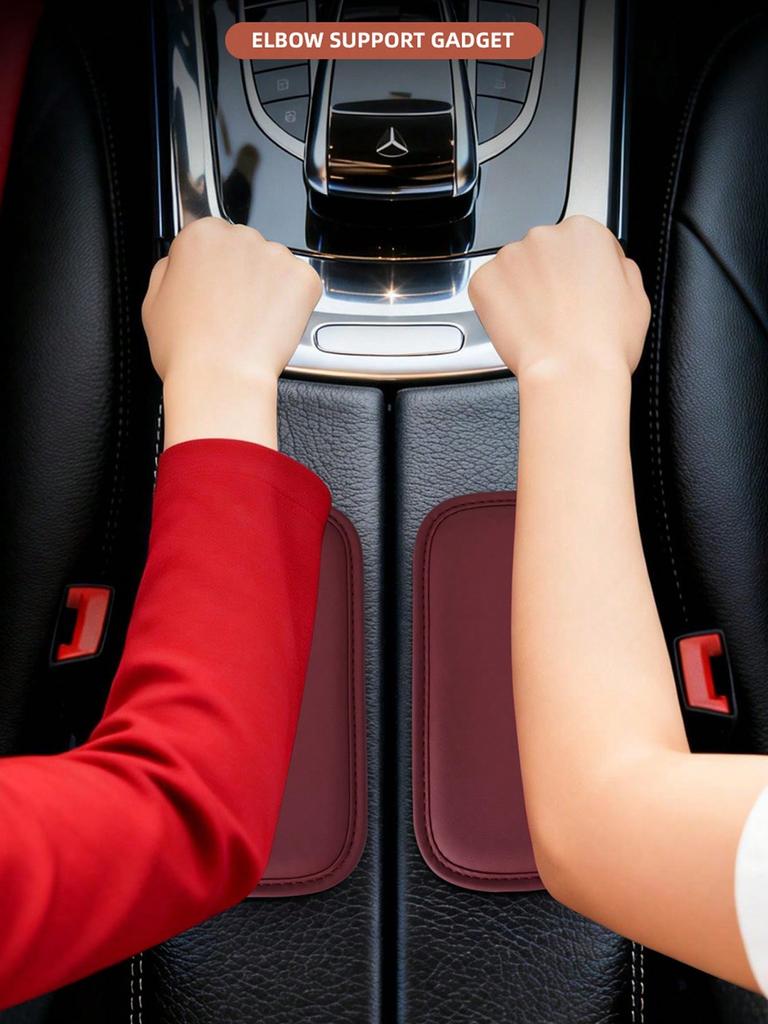 Car Elbow & Leg Support Pad, Soft Nappa Leather Cushion, Universal Fit