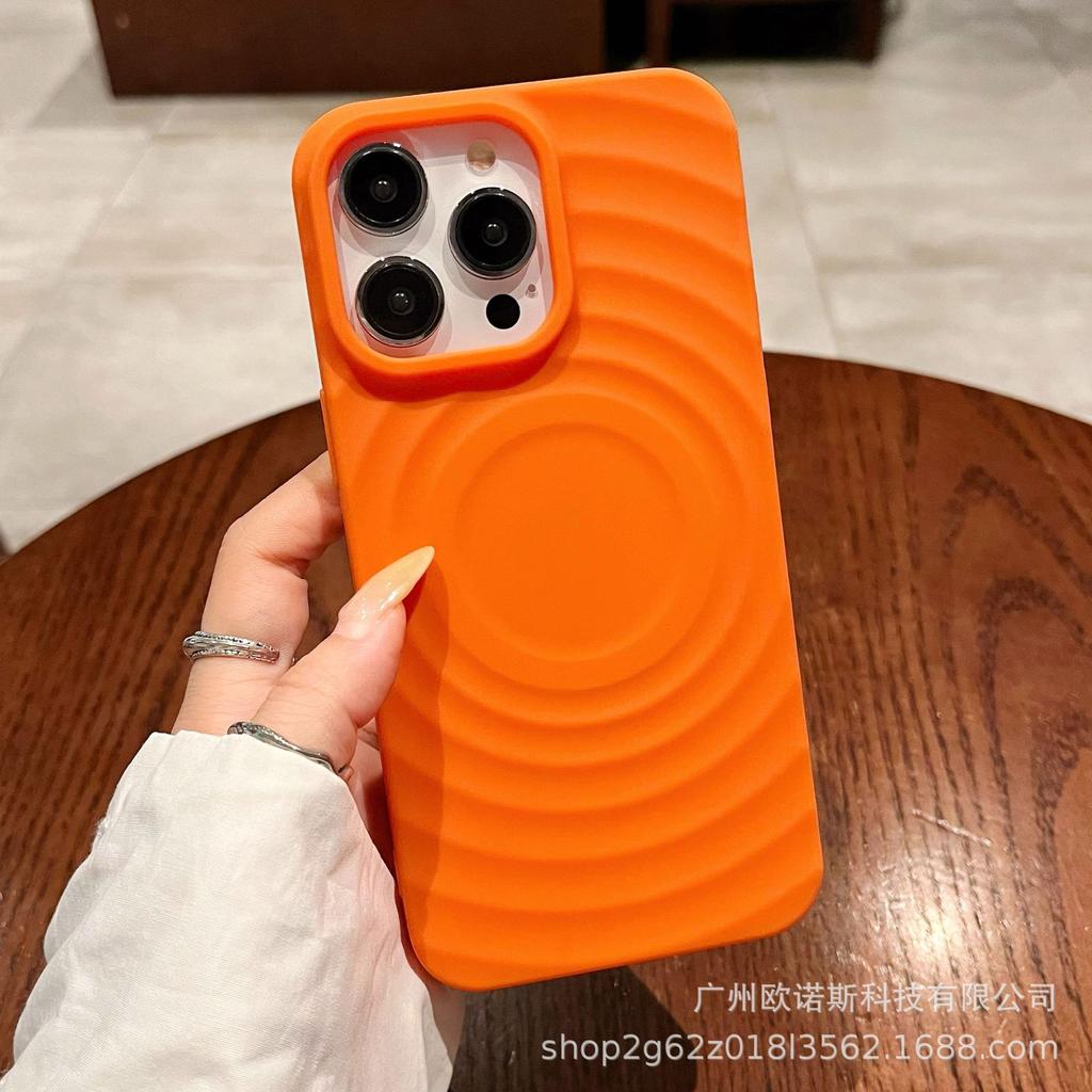 Frosted Apple 11Promax All-Inclusive 11 11 Magnetic Sun Shell Simple Silicone Shell 11 Circle Pattern Mobile Phone Shell