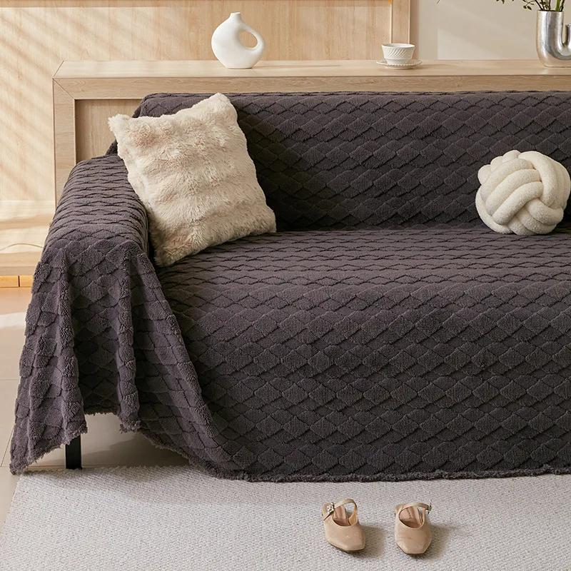 Winter Cotton Wool One-piece Sofa Cover Towel Thickened Warm Sofa Towel Winter Advanced Sofa Cushion Full Cover Towel Cloth