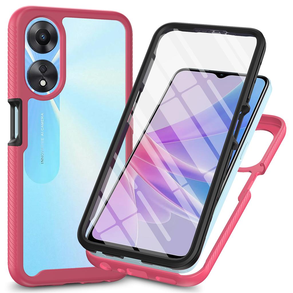 For Oppo A78 5G Impact Resistant Phone Cover 3-in-1 PC+TPU Case with PET Screen Protector