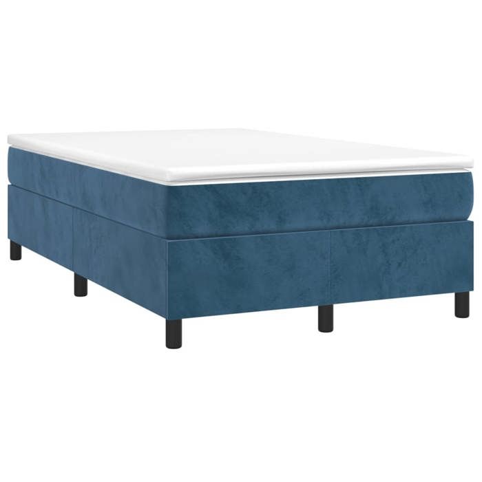Cadre de lit avec matelas - Maison Exclusive - Velours bleu foncé - 120x200cm - 2 places