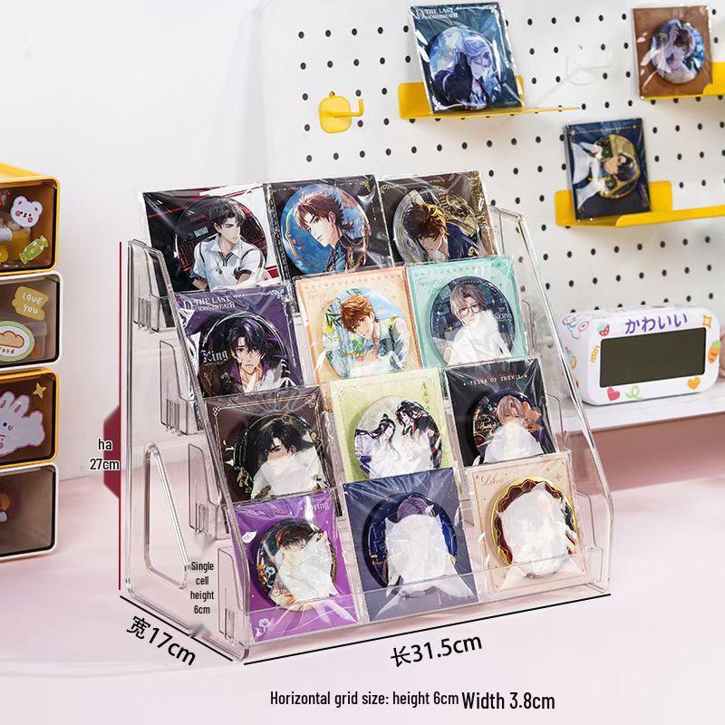 Soporte de Exhibición Acrílico de Varios Niveles para Insignias, Tarjetas y Almacenamiento Gacha