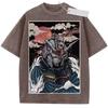 Summer Mens Black Washed T  Shirt Mobile Suit Gundam Japanese Wave Style RX High  Quality Fabric for Casual