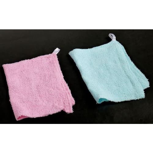 Okazaki Cotton Colored Cloths, 2 count, 20cm x 30cm, Pink and Blue, Cotton Material, Absorbent, with Loops