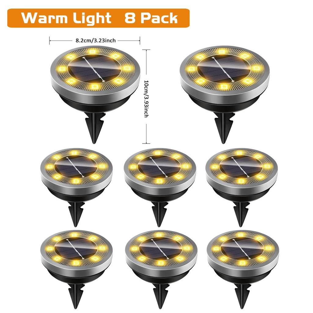 Solar Ground Lights IP65 Waterproof - LED Outdoor Landscape Lights for Yard Lawn Patio Deck