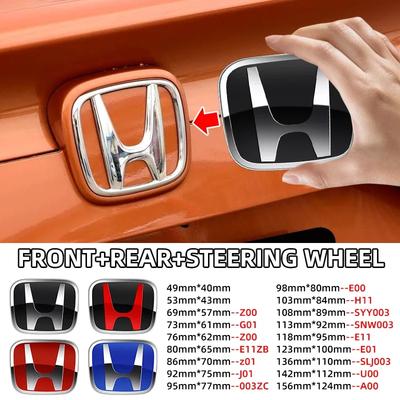AYL1 Car Logo Grille Trunk Steering Wheel Emblem Replace Decoration Sticker For Odyssey Spirior CR-V Civic HR-V City Accord