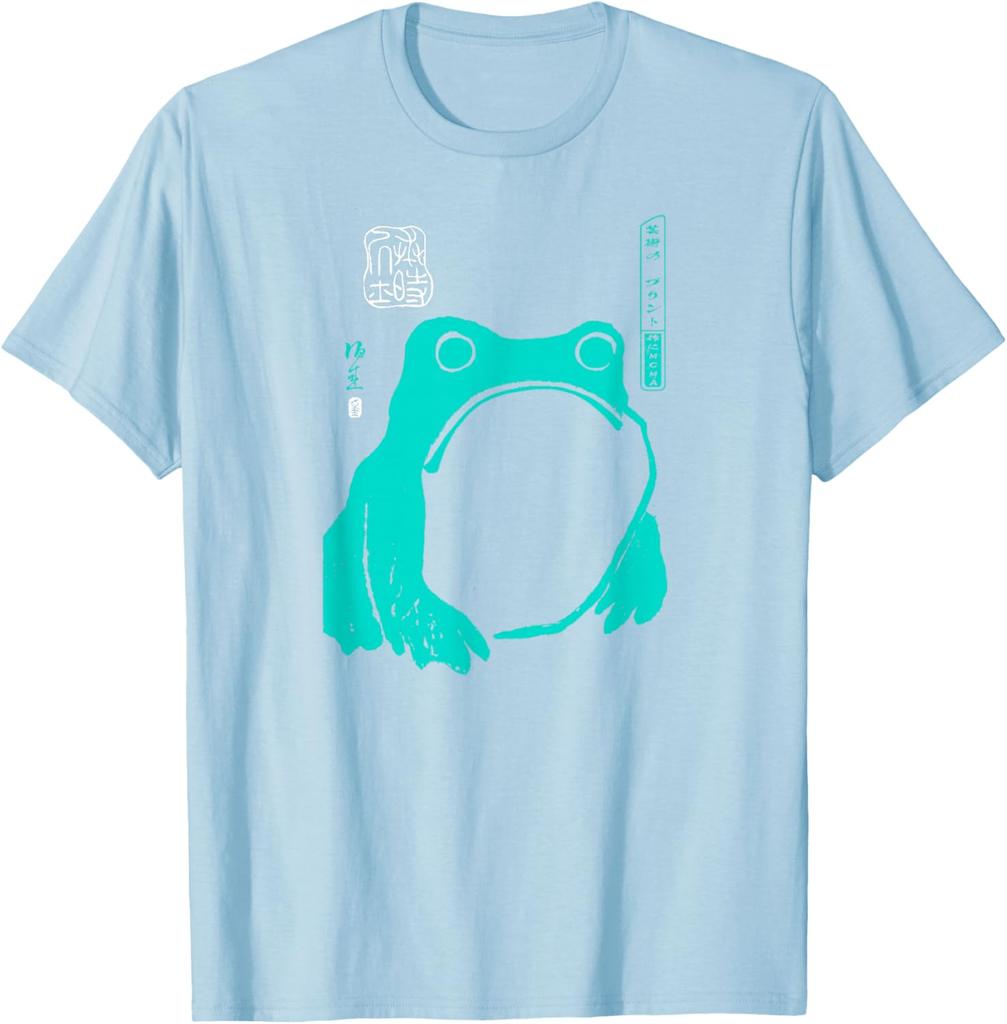 Japanese Frog Art Graphic Tee Vintage Sumie Ink Style Casual Cotton TShirt