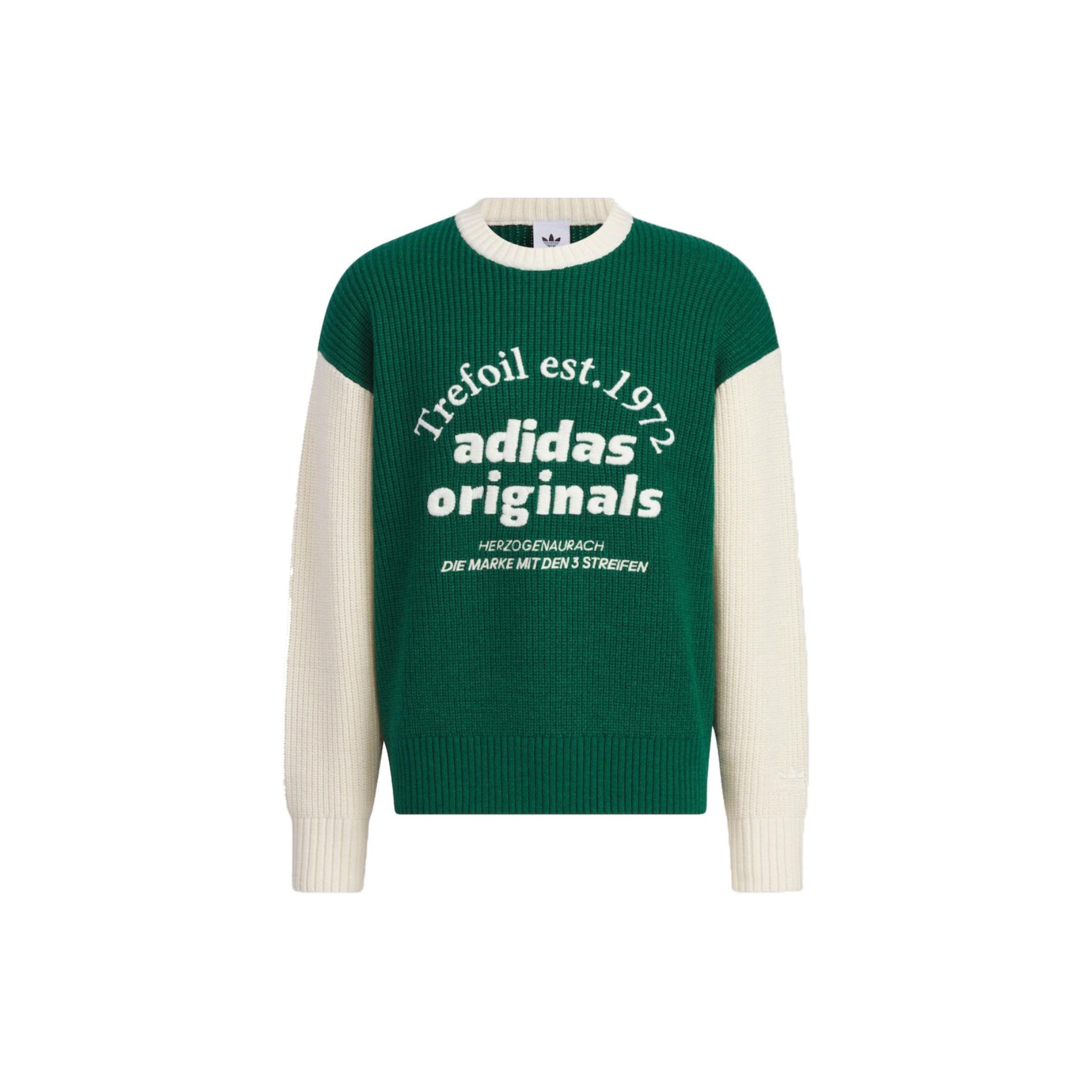 

Adidas Originals Alphabet Embroidery Spliced ​​Contrast Rib-Knit Sweater Unisex Sweater Forest-Green IW6288 S