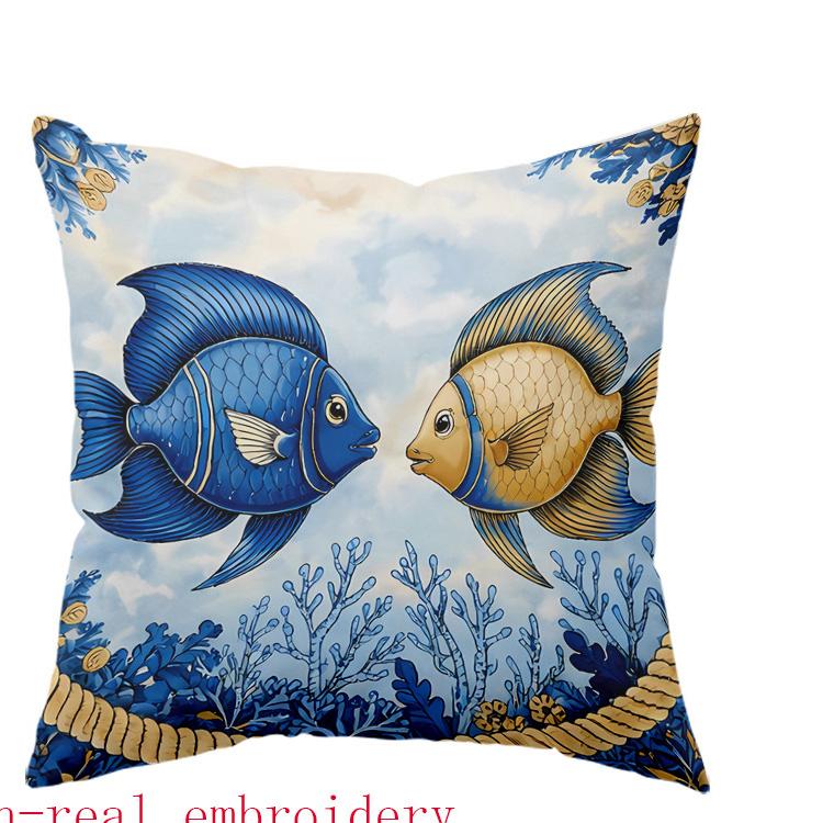 

1/4pcs Nautical Coastal Throw Pillow Covers Ocean Marine Life Decorative Pillow Cases for Home Living Room Bedroom Outdoor 45x45cm-1pcs