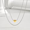 Schmuck Edelstahl Herz Doppellagig Gestapeltes Halsketten Electric Gold Damenmode Accessoires 2056