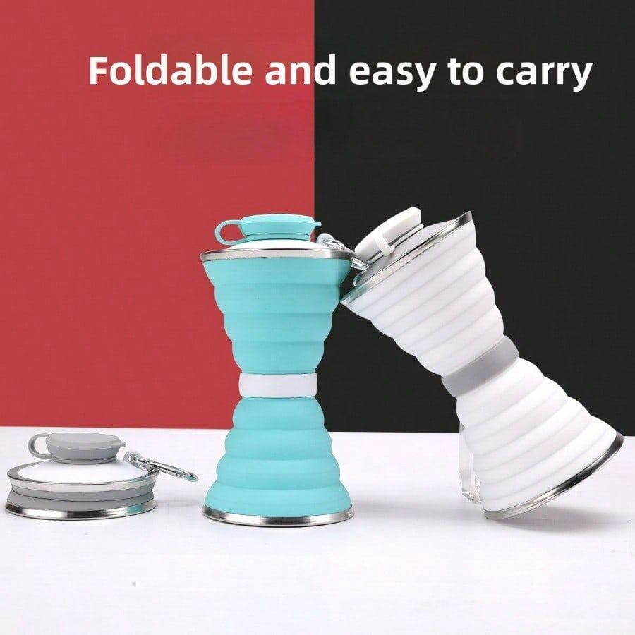 Silicone folding water bottle Outdoor foldable water cup High temperature resistant easy storage kettle Convenient sports water bottle