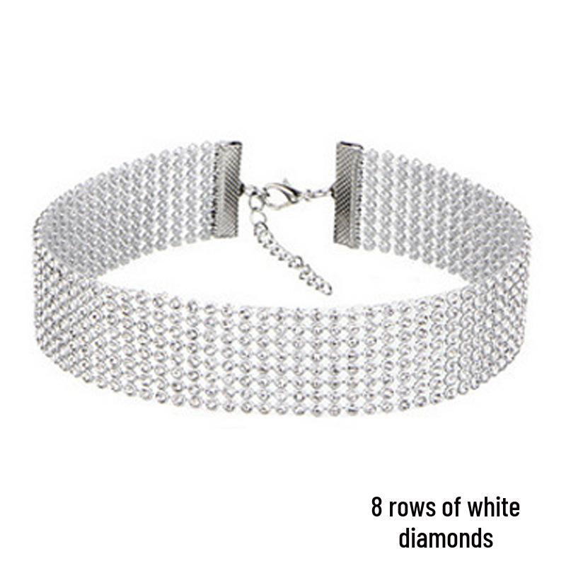 Mehrlagige Diamant-Acryl-Choker-Halskette - Kurz, Schlüsselbeinlang, Nachtclub-Stil