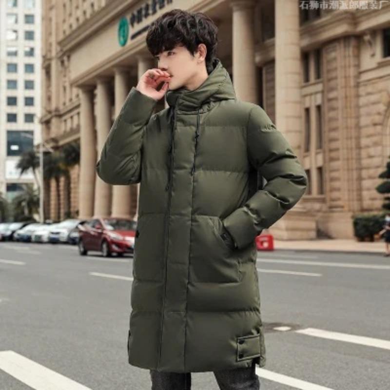 Men's hooded cotton clothes medium and long winter thickened knee warm new teen men's coat