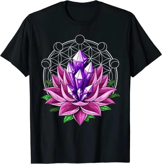 Flower Of Life Yoga Sacred Geometry Design Premium Tee T-Shirt S-3XL XXL