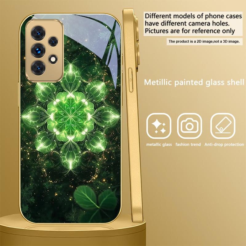 Blooming Golden Mandala For Samsung A 31 32 A33 A34 35 14 A15 13 16 25 26 50 52 53 54 55 56 70 71 72 73 Golden Glass Phone Case
