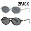 2PACK Sexy Small Oval Sunglasses for Women  Brand Designer Fashion Luxury Shades UV400 Black Eyewear Men Vintage Sun Glasses