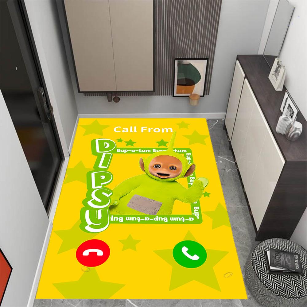 Teletubbies Scooter Adventure Themed Anti-Slip Rugs - Polyester Home Decor, Suitable for Bedrooms, Living Rooms, Doorways, Studios, and Decorations