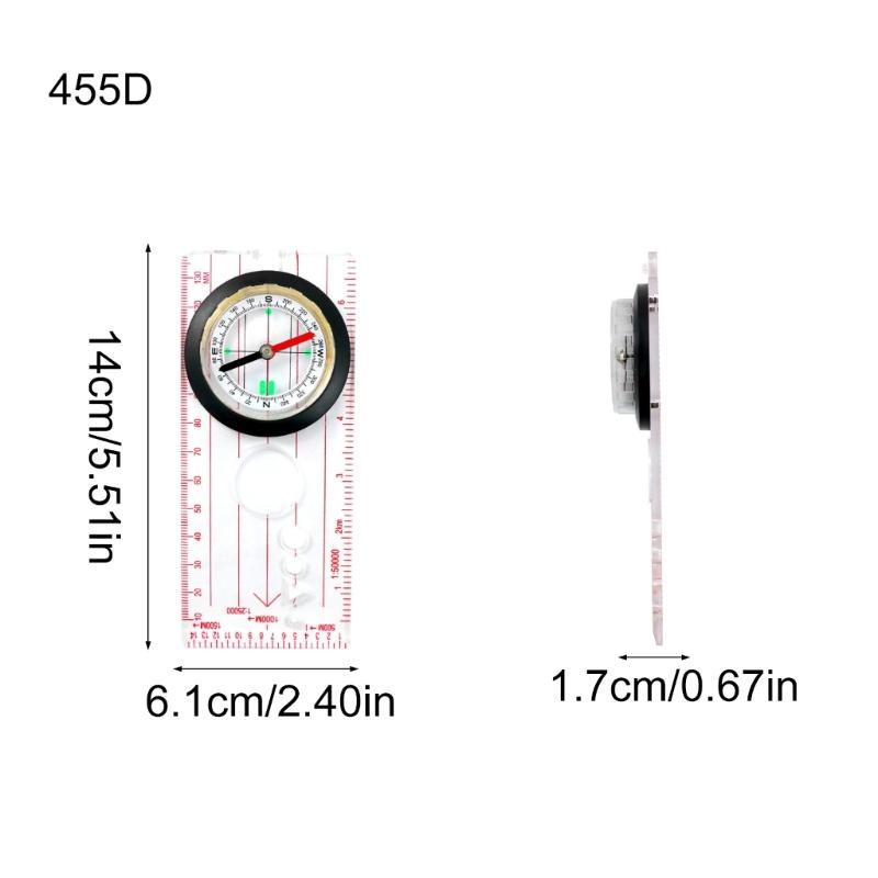 Orientation Compasses, Hiking Navigation Map Scale Ruler Compasses, Multifunctional Magnifier Compasses for Map Reading