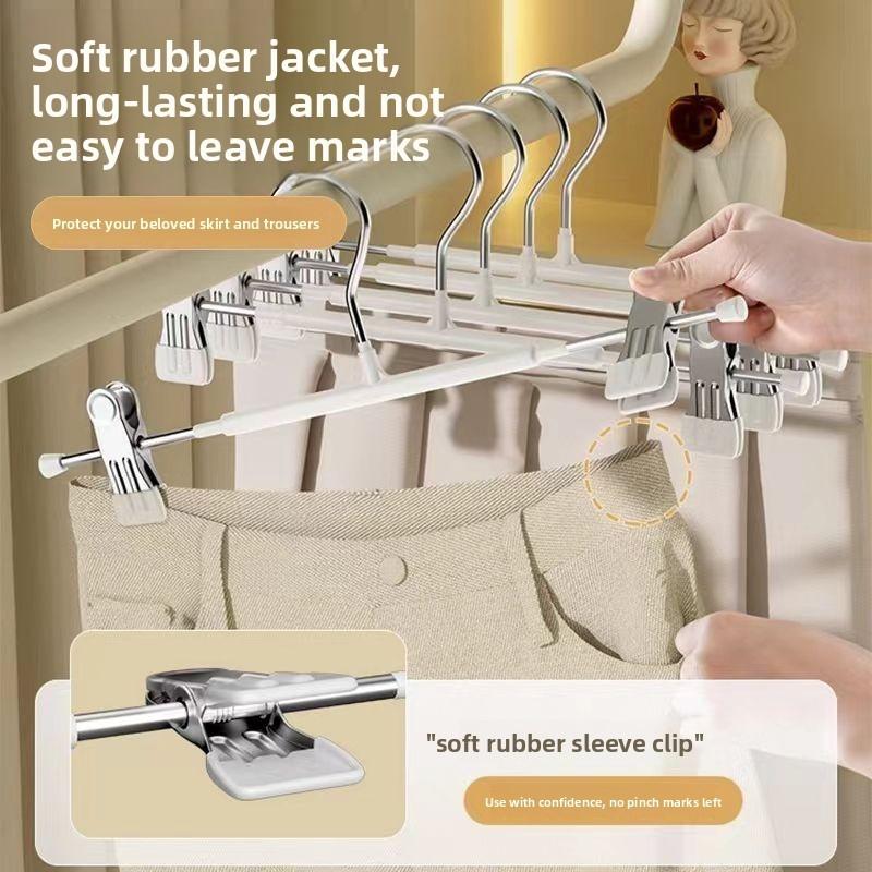 Stainless Steel Pants Hangers With Nonslip Clips For Home Storage And Laundry Organization