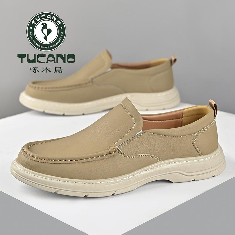 

New men s leather shoes men s shoes soft leather one-pedal business casual leather shoes lazy shoes leather shoes 44 хаки