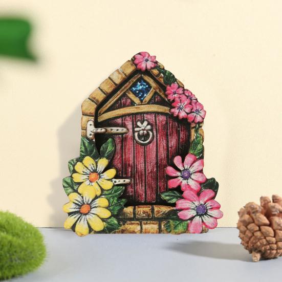 Fairy Door Ručně vyráběné realistické zimostrázové miniaturní dřevěné elfí dvířka Gate Garden Decor Home Decor