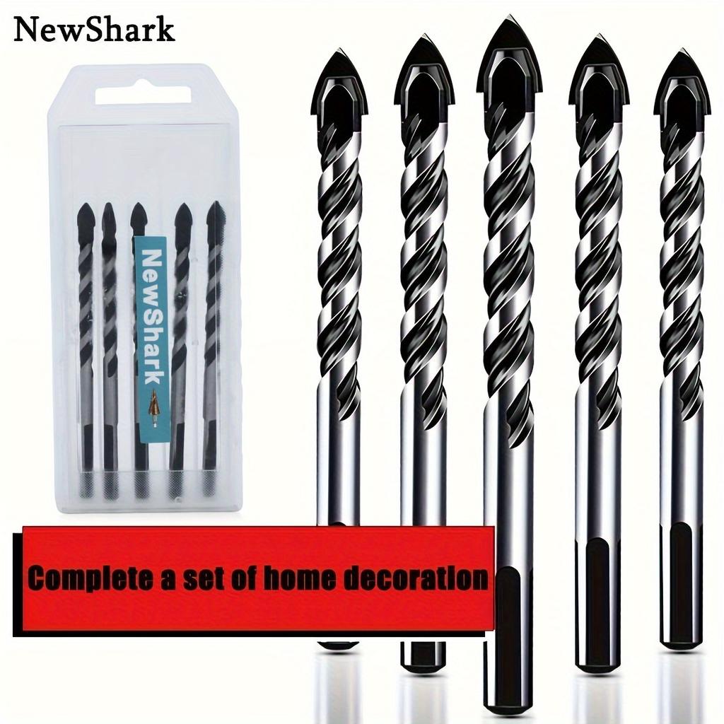 5pcs Professional Carbide Drill Bit Set for Masonry, Concrete, Glass, Tile, Brick - Durable Metal Drill Bits for Home Decor, DIY Projects