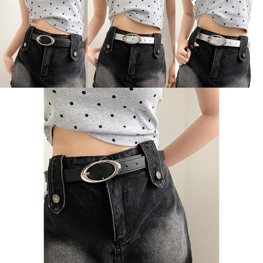 Minimalist Black Pu Belt With Retro Star Buckle Perfect For Trendy Students