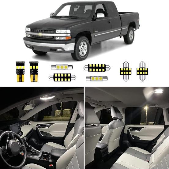 12pcs Silverado Interior LED Lights Replacement for 1999 2000 2001 2002 2003 2004 2005 2006 Chevy Silverado 6000K Super Bright White interior LED