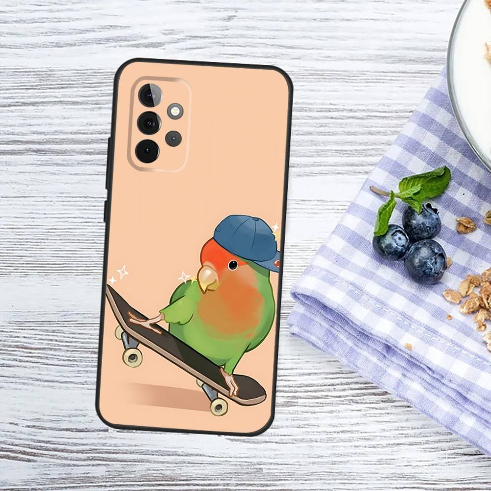Chubby Cockatiel Parrot Bird Phone Case For Samsung Galaxy A13,A21s,A22,A31,A32,A52,A53,A71,A80,A91 Soft Black Phone Cover