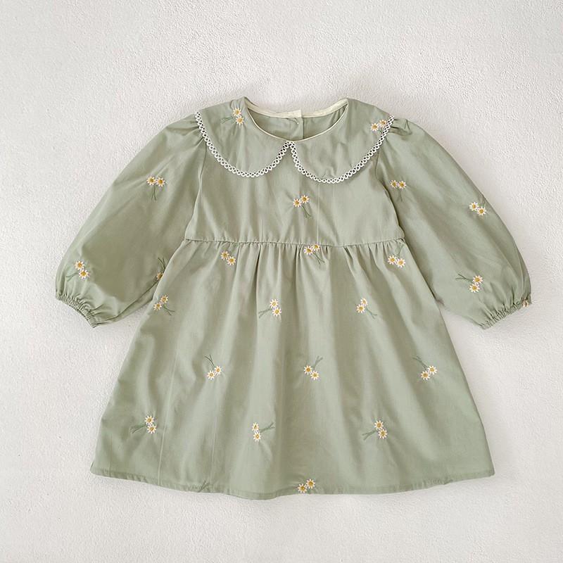 Baby Girls Long Sleeve Embroidery Dress Princess Style A-Line Toddler 4 Years Old