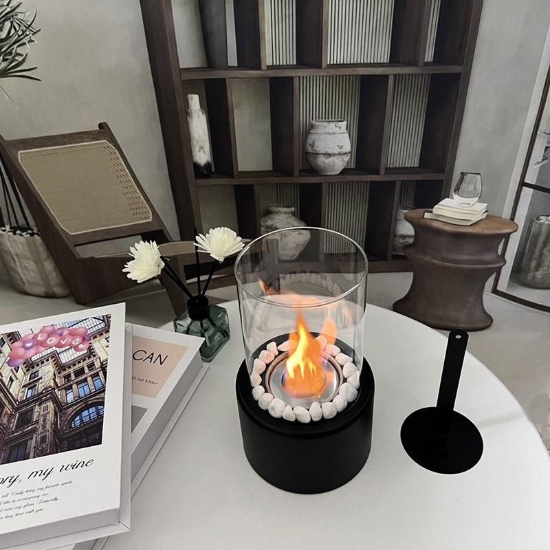 Tragbarer Tischkamin Mini mit Kieselsteinen für moderne Heimdekoration Geschenk für Geburtstag, Versammlungen & Hochzeiten