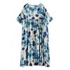 DIMANAF 2024 Vestito Taglie Forti Nuovo Estivo Base Lento Donna Scollo a O Manica Corta Vintage Taglia Grande Vestito Lungo da Spiaggia