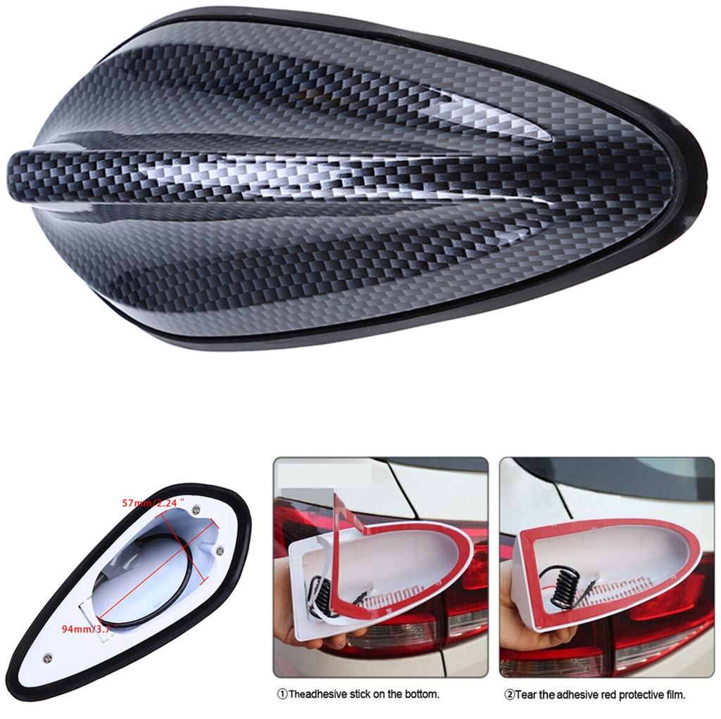 1X Carbon Fiber Surface Car Roof Shark Fin Decor Antenna Radio FM Signal Aerials