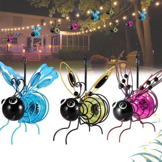 3 Pcs Solar Bee Simulation Lights IP44 Waterproof Outdoor Hanging Insect Light