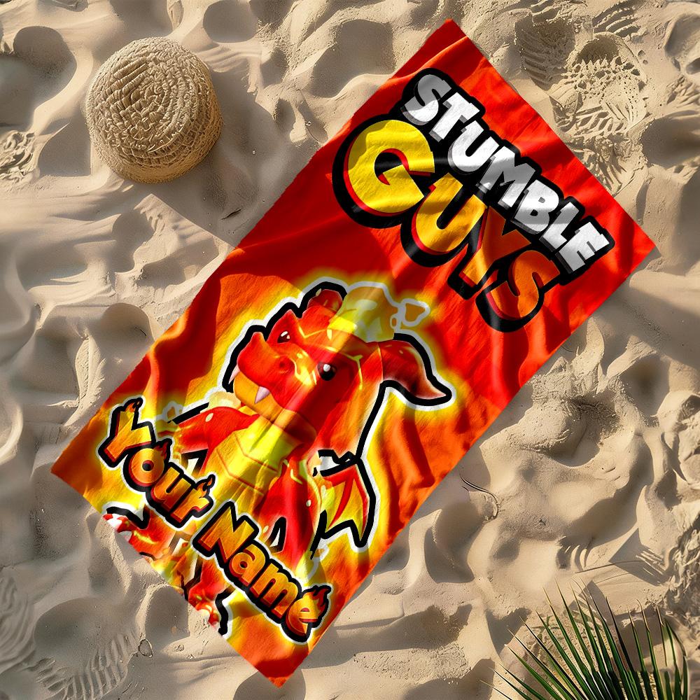 Stumble Guys Customize Your Name Beach Towel Super Soft & Absorbent Suitable for Swimming Gym Camping Yoga Vacation