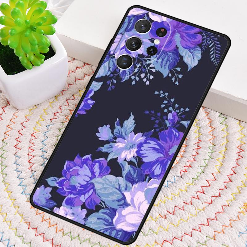Midnight Floral Silicone Phone Case For Samsung Galaxy note 10 pro S26 S25 S24 S23 S22 S21 Plus S25Ultra Capa Cover