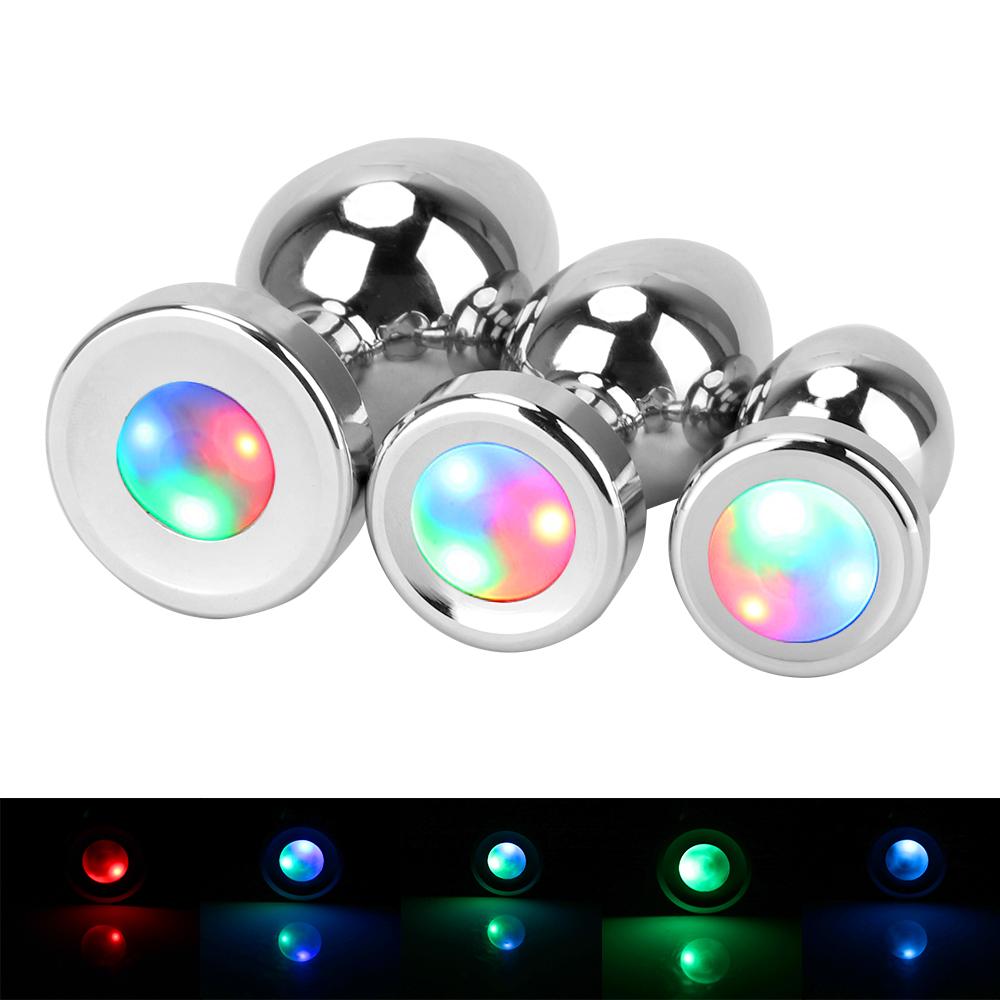 Small Medium Large Set Luminous Metal Anal Beads Butt Plug