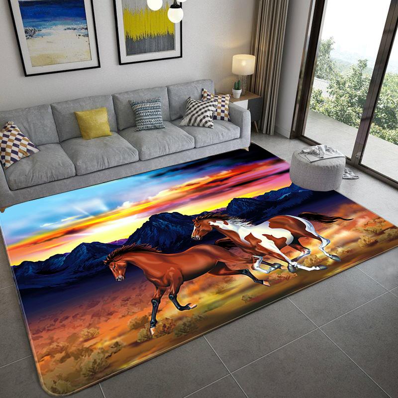 Wild Horse Carpet, European Pastoral Entrance Carpet, Coffee Table, Bedroom, Full Mat In Front Of Bed