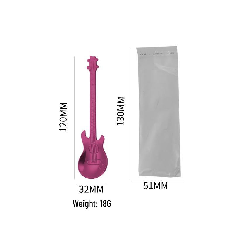 304 Stainless Steel Colorful Guitar Coffee & Dessert Stirring Spoon
