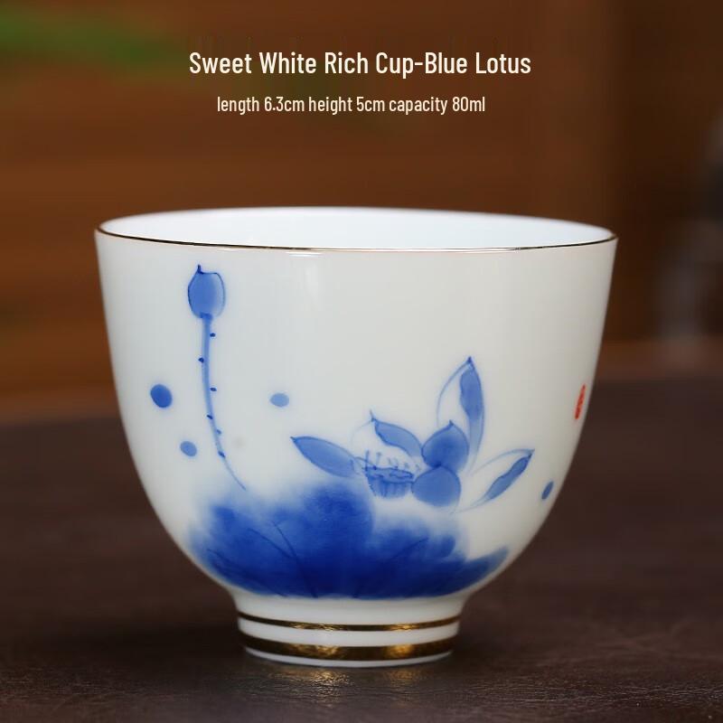Shangqi Hand-Painted Gold Rim Ceramic Master Tea Cup