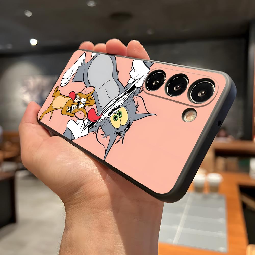 AniME-T-Tom And J-Jerry Kawaii Phone Case For Samsung A56 A36 A26 A16 A15 A25 A35 A55 A14 A34 A24 A54 Black Soft Shell