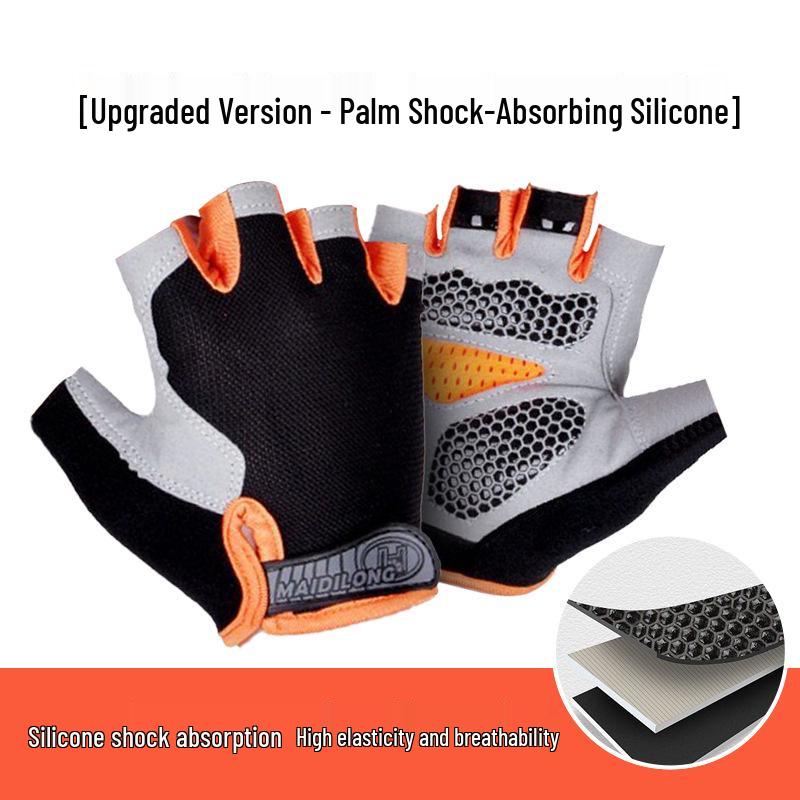 Unisex Half Finger Cycling Gloves with Silicone Grip for Shock Absorption, Anti-Slip, Ideal for Summer, Fishing, and Mountain Climbing.