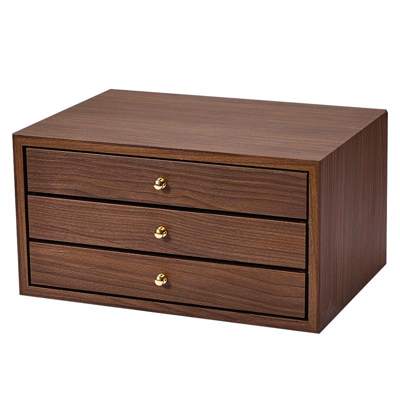 Walnut Multi-Layer Wooden Jewelry Box - Dustproof Organizer for Earrings, Rings, and Necklaces