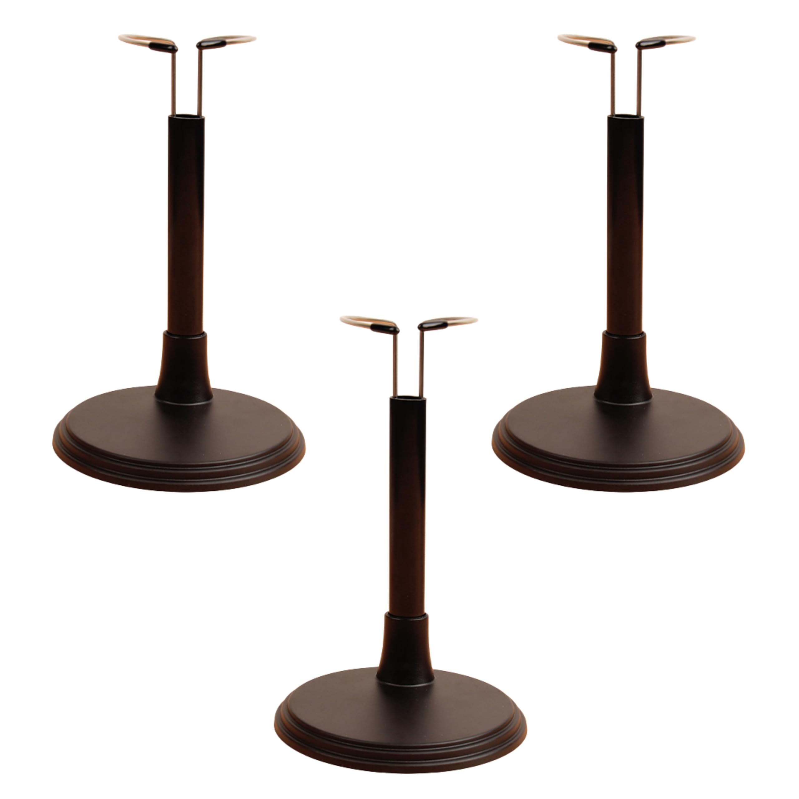 

East Leaf Doll Stands, Figure Bases, Display Stands, Set of 3, Black, Figure Height: Approx. 25cm