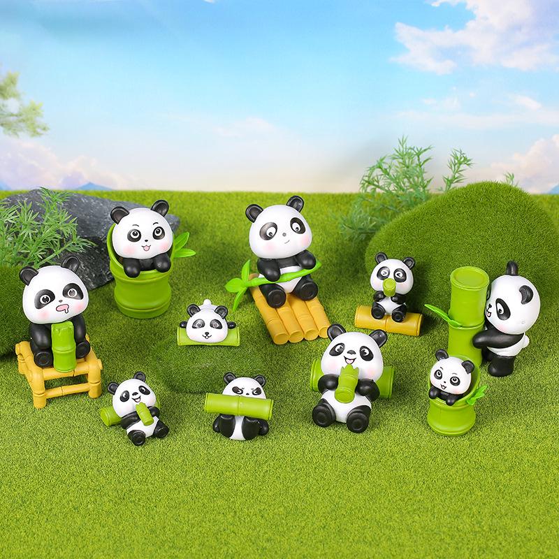 Cute Bamboo Panda PVC Figure: Car Ornament & Desktop Decoration Gift